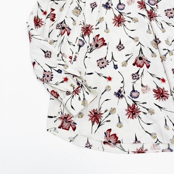 Pink Tartan Flower Printed Long Sleeve Button Blouse SZ S - Picture 5 of 6